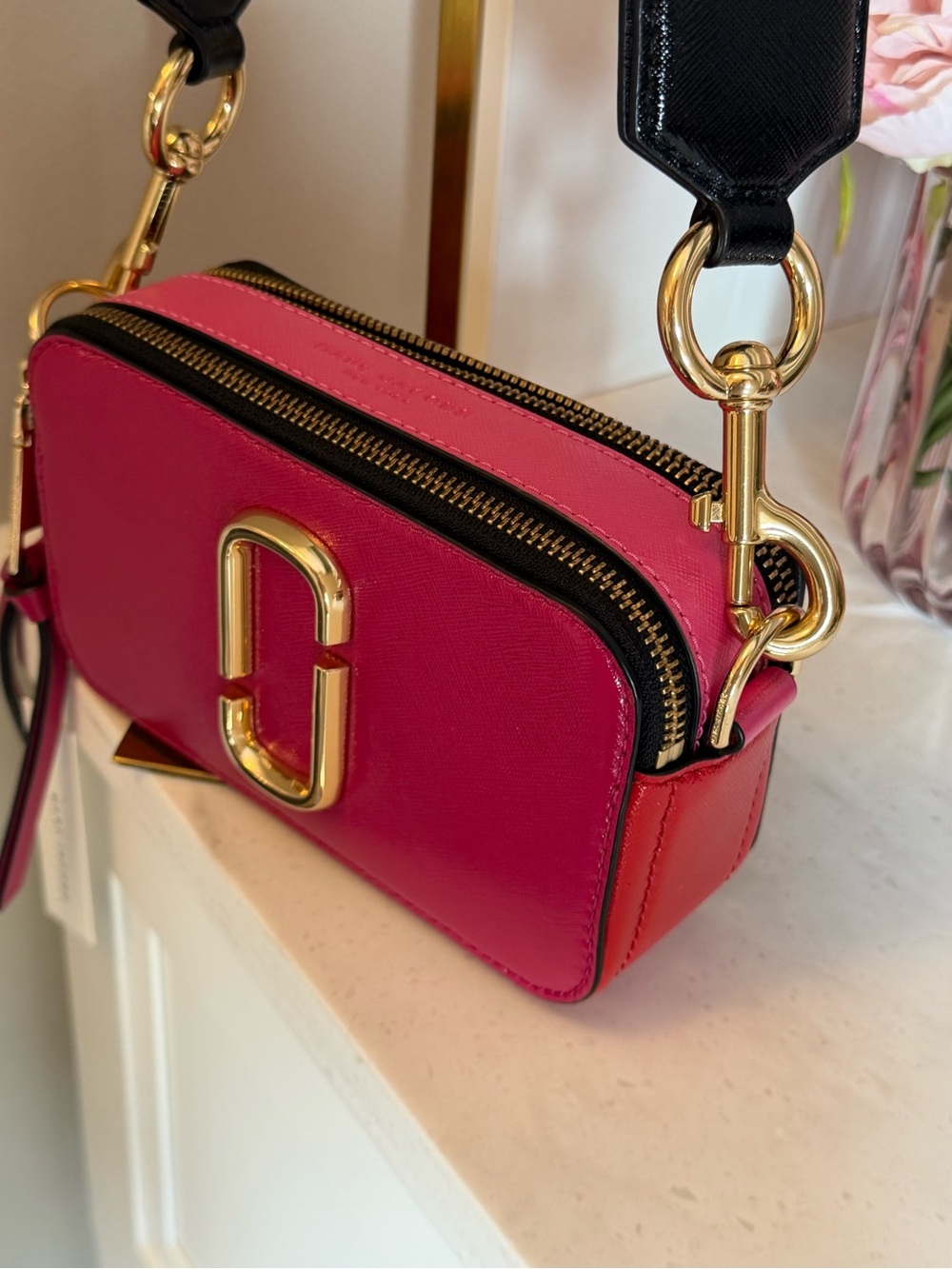 Marc Jacobs Hot Pink & Red Double-Zip Crossbody Camera Bag with Gold Hardware - Picture 9 of 15
